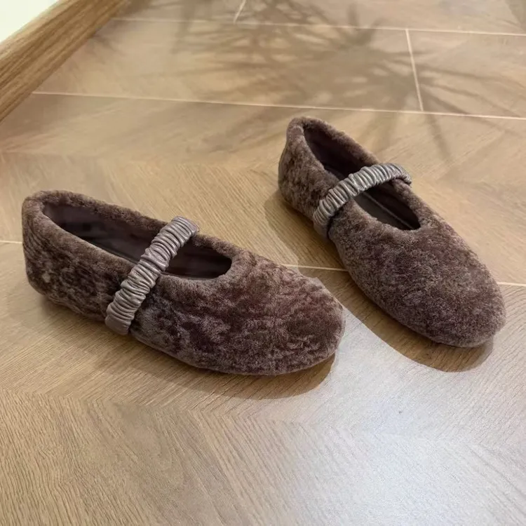 羊毛玛丽珍芭蕾舞鞋老钱极简风