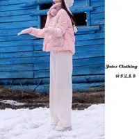 K6608#秋冬新品立体裁剪加绒加厚休闲百搭显瘦纯色宽松气质直筒裤