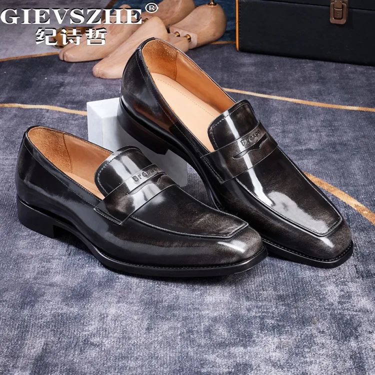 纪诗哲男鞋潮流透气商务休闲鞋子男士时尚百搭皮鞋简约轻奢乐福鞋