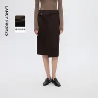 【高智衣橱】朗姿纯羊毛直筒老钱风半身裙复古优雅通勤风中长裙女