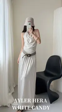 赫拉极简挂脖荡领露背显瘦上衣 M6003(福福)