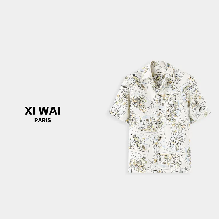XIWAI Federico 100%亚麻 圣卢西亚的空闲 古巴领衬衫外套 CX0116