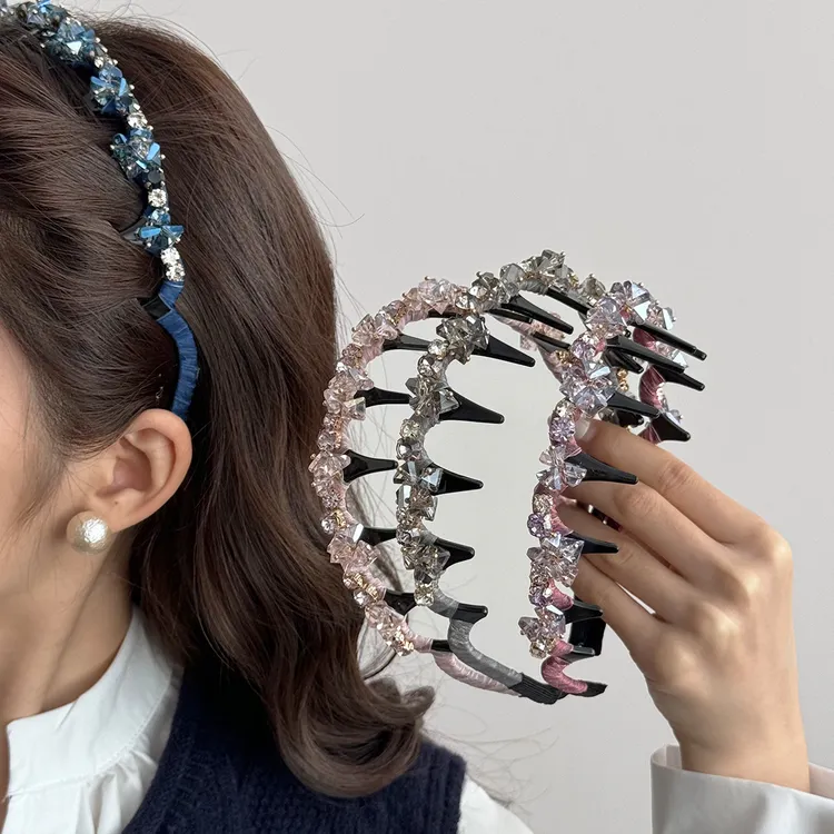 轻奢法式波浪粉色蝴蝶结发箍头饰气质网红成人高级刘海头箍发饰