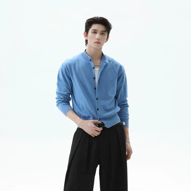 TURNTIDE 老钱短款合身廓形优雅毛衣针织开衫长袖外套cleanfit男