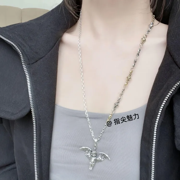 铜亚克力吊坠爱神丘比特天使吊坠项链小众设计感个性精致时尚百搭