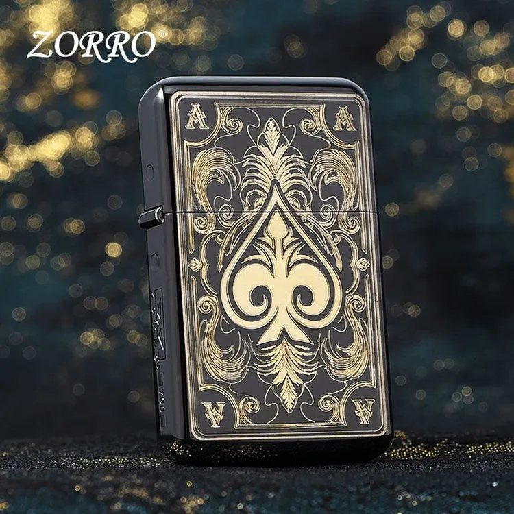 ZORRO佐罗三代黑冰黑桃A煤油防风打火机男生节日礼物朋友生日礼品