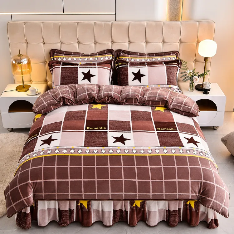 （活动中）新款加厚8斤多重牛奶绒四件套冬季超厚款绒被套床上用品