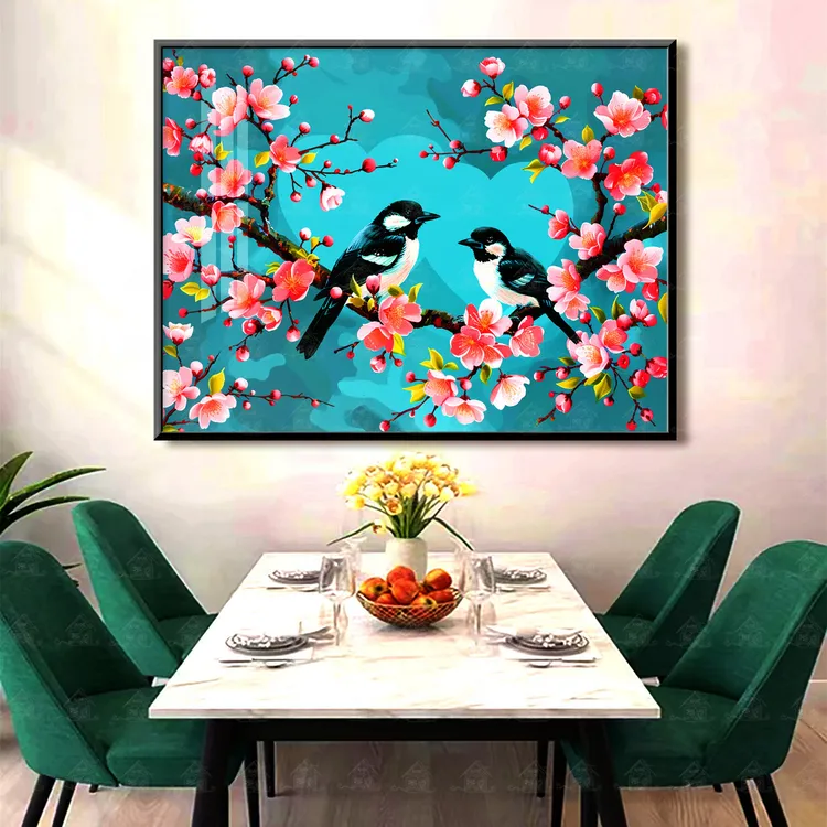 爱阁十字绣喜上眉梢心相印升级版新款简约花卉吉祥装饰画手工绣