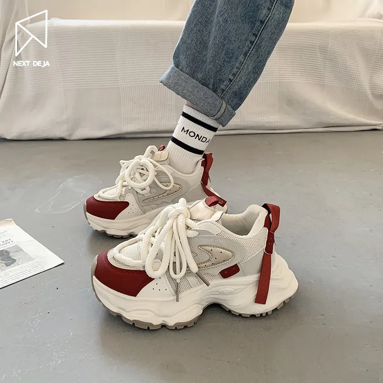 时尚休闲鞋老爹鞋女2025年春季新款松糕厚底增高显脚小休闲运动鞋