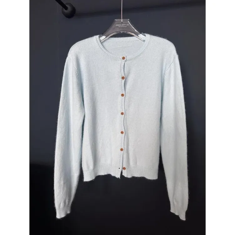 Singularity Me 11A 95226 浣熊毛混纺羊毛圆领长袖秋冬针织开衫