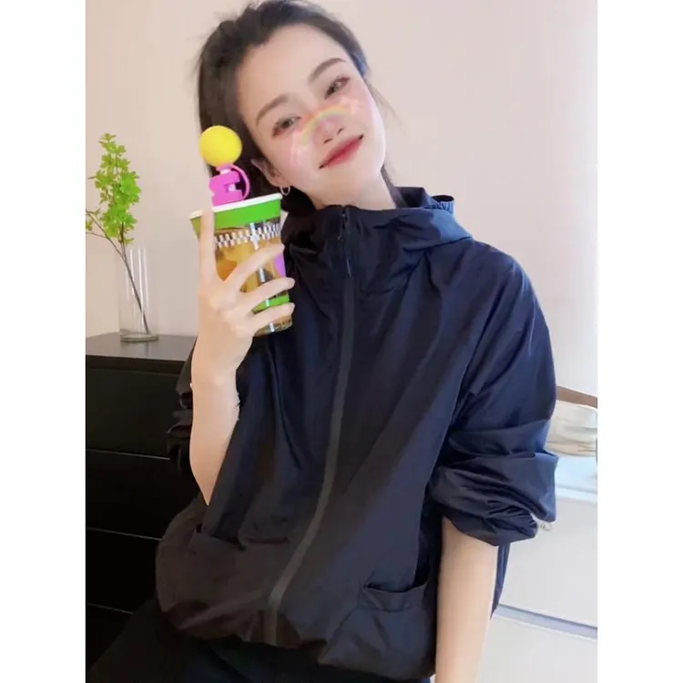 拉链开衫冲锋衣外套女春秋款2025新款爆款连帽防晒衣女款夏季薄款