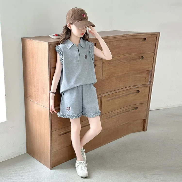 女童夏装套装2025新款儿童洋气无袖短裤中大童休闲夏季运动两件套
