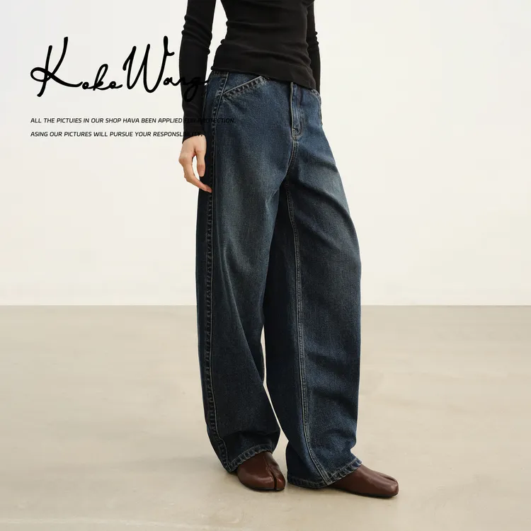 KOKOWANG秋冬前进火山岩水洗复古显瘦百搭牛仔裤N0345H28K05