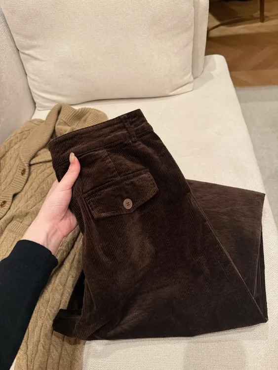 JINLI 秋冬莫代尔灯芯绒阔腿裤