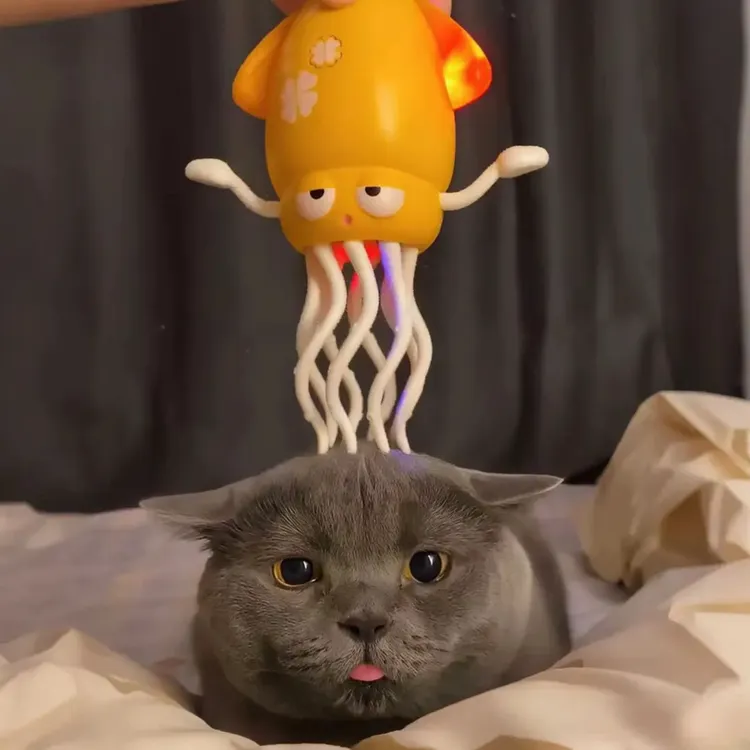【下班】猫咪头部按摩器电动解压魔性跳舞章鱼玩具猫咪必备用品