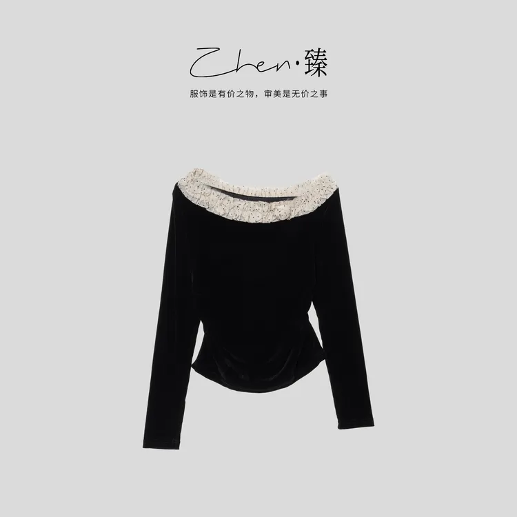 ZHEN.臻 法式千金花瓣褶木耳边波点玫瑰花真丝丝绒衬衫SY8919Z