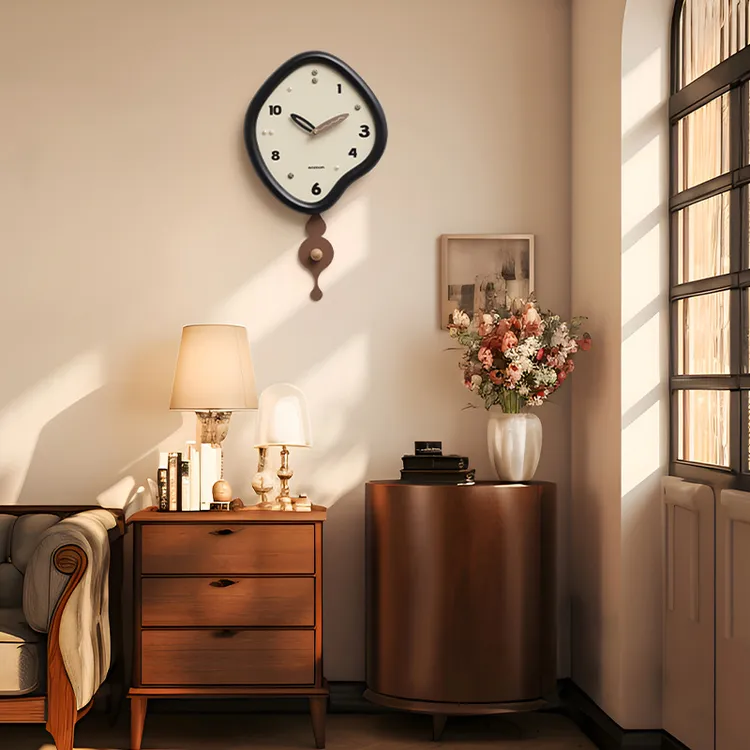 WOZOOM屋准免打孔挂钟客厅钟表高级感2024新款创意简约挂墙时钟