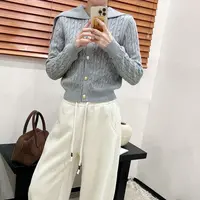 老钱风纯色针织 长袖毛针织衫开衫上衣圆领百搭