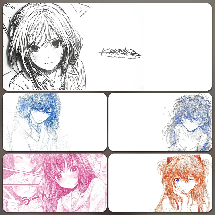 Kuroha欲语黑自线条高级感超大号加厚鼠标垫电竞游戏电脑桌垫FPS