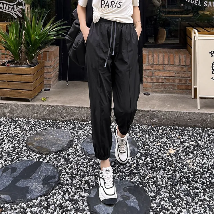 A美洋MEIYANG 有氧假日速干裤 轻薄高腰哈伦九分束脚裤显瘦运动