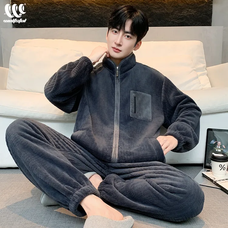 【法兰绒】睡衣男士加绒加厚春秋冬款2025爆款男珊瑚绒法兰绒家居服