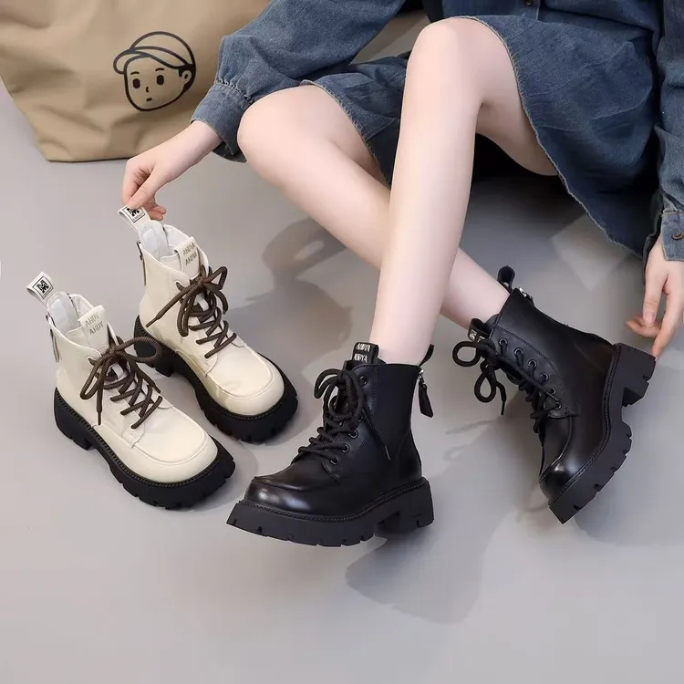 6337（断号）秋季新款全皮面女士显瘦马丁靴女鞋