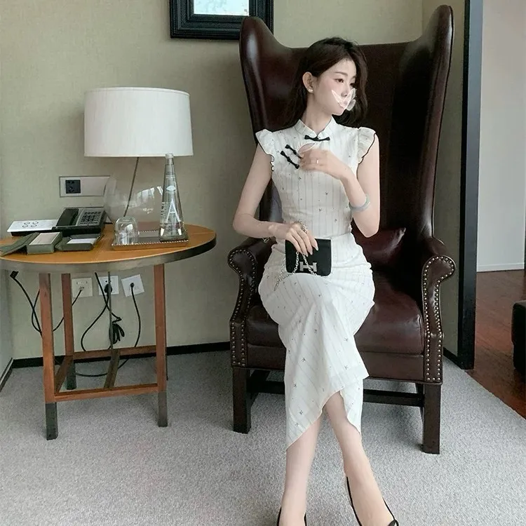 新中式国风知世小姐气质俏皮旗袍连衣裙2025夏季小飞袖长裙短裙