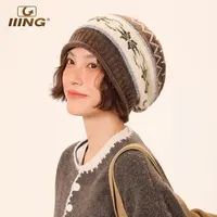 IIING帽控 费尔岛民族风针织堆堆帽女2025新款保暖毛线冷帽针织帽