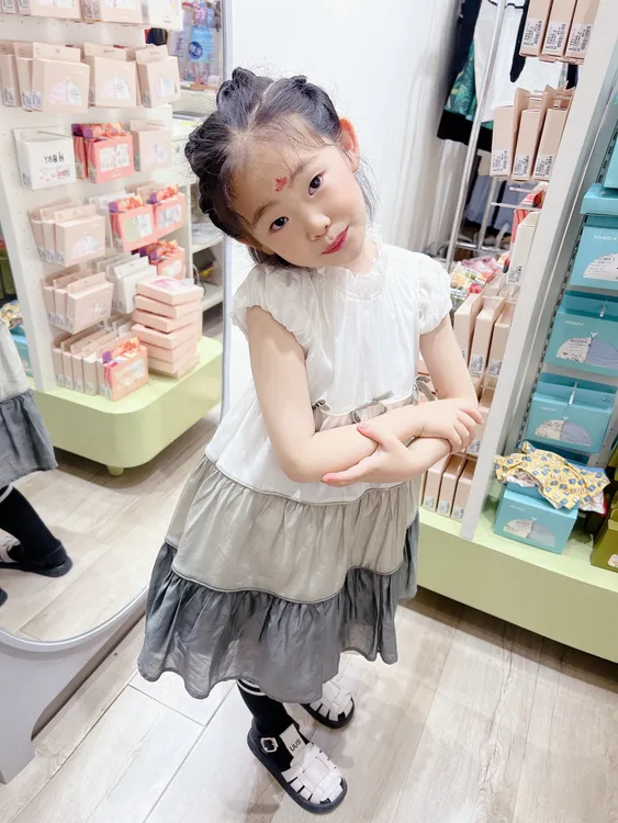 大摆型拼色夏季蛋糕裙纱裙连衣裙女童夏装女