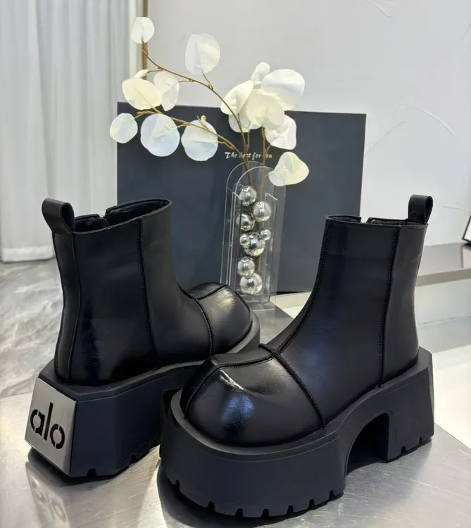 唐小肉常规厚底马丁靴百搭女靴欧若智性风百搭短靴790-7秋冬黑色