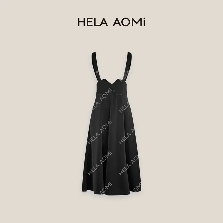 HELA AOMI“赫本背带”小个子气质盐系穿搭休闲风背带裙CY5BB70601