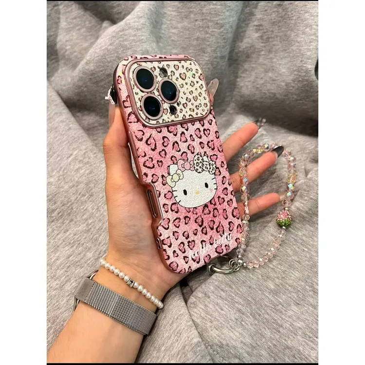 ins大视窗爆闪豹纹小猫适用于苹果15pro可爱iphone14苹果16pro新