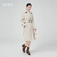 序缇绵羊毛桑蚕丝中长款风衣外套女秋季新款大衣H285-21721