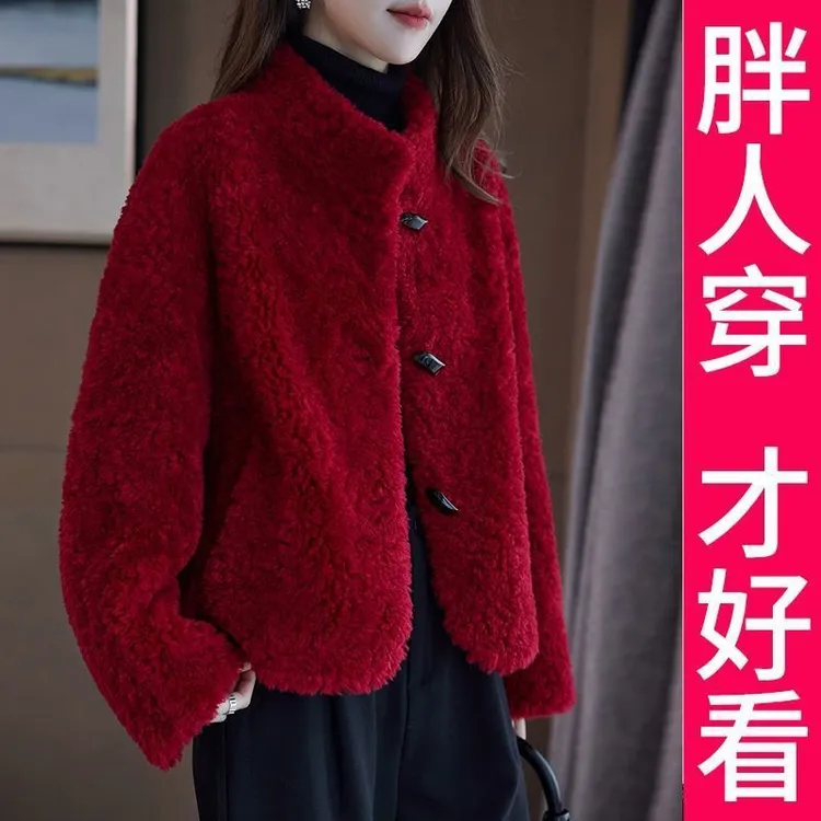 200斤高档大码红色大衣2025新款秋冬季时尚百搭韩版宽松外套女