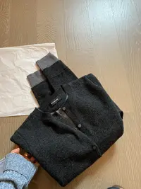 【朴大艺】巴黎旧事全羊毛韩系高级枪深灰假两件开衫针织毛衣1114