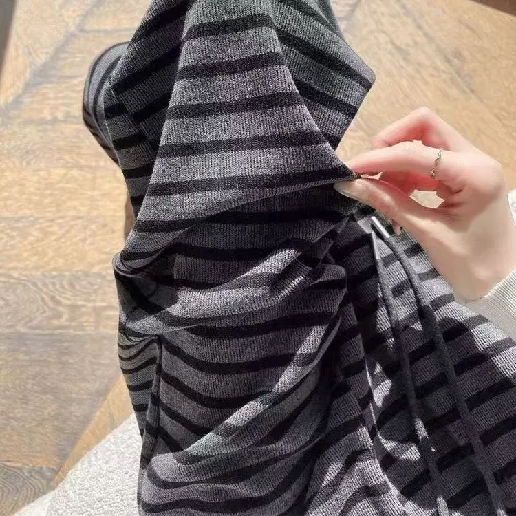 （赠运费补贴）2025秋季撞色条纹阔腿裤女慵懒感休闲裤高腰拖地长裤
