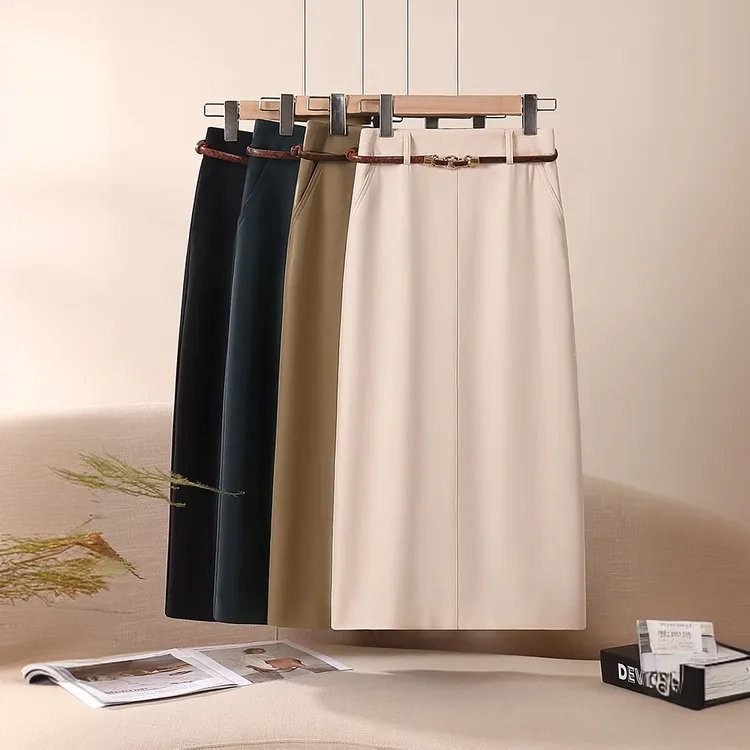 夏季裙子半身裙女2025新款西装裙高腰显瘦包臀a字裙中长款直筒裙