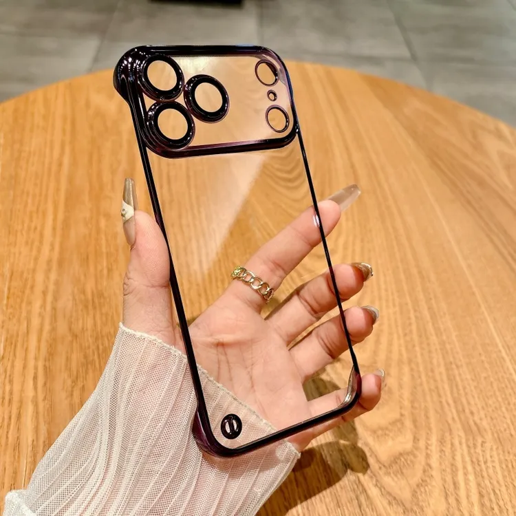 适用iphone17pro手机壳高级感电镀无边框16透明15带镜头膜14硬壳