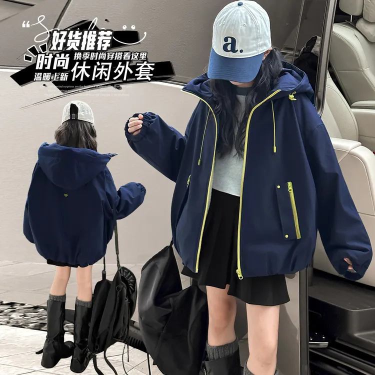 女童冬季新毛绒外套2025冬季新款中大童加绒厚款外套兔毛夹里外套