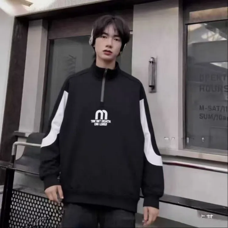 男童青少年秋款字母印花M半拉链高领卫衣  F5528（140-180）