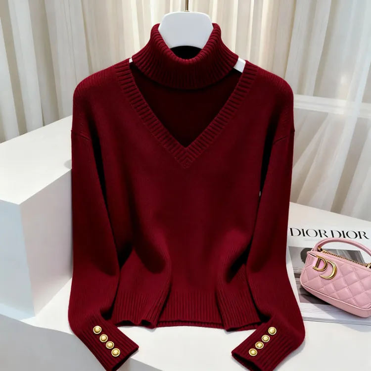 轻熟风气质针织衫女秋冬新款设计感小众巨好看半高领软糯内搭毛衣