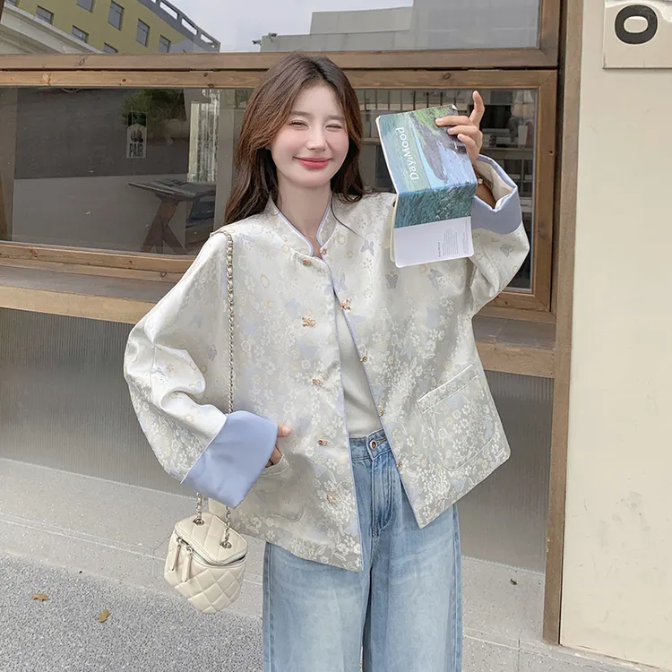 新中式国风印花开衫外套女春秋季新款时尚休闲复古设计感气质上衣