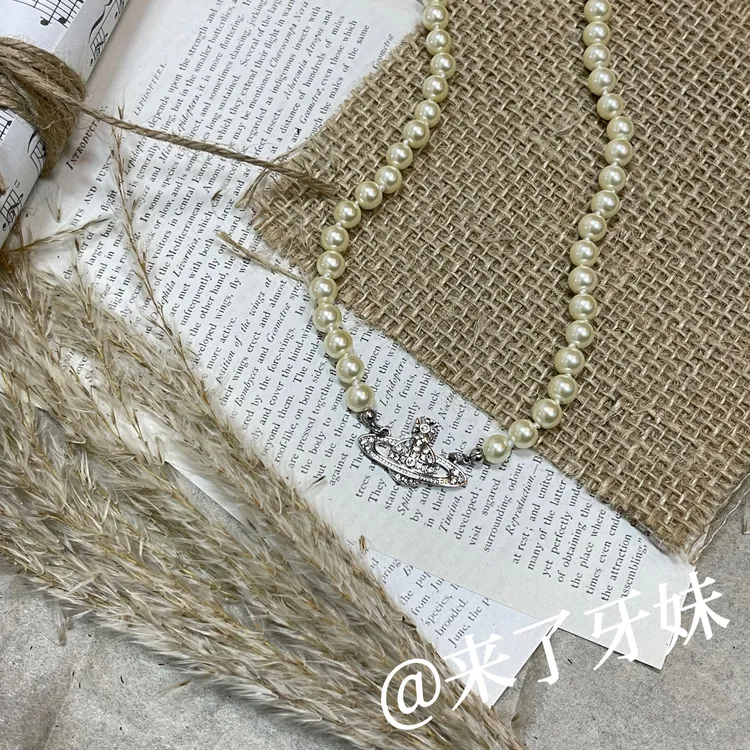 合金项链 YM小西单层珠珠平面项链XL487时尚复古银色坠链简约