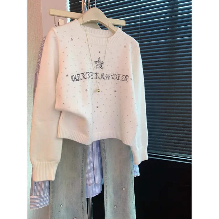 固质专柜剪标五角星刺绣波点针织衫女秋冬2025慵懒高级感软糯毛衣