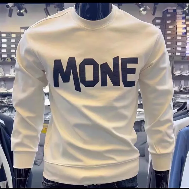 2025秋冬新款男士潮流潮牌字母创意印花卫衣时尚长袖百搭打底衫
