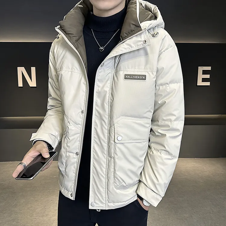 CATIA SELI短款连帽加厚工装羽绒服男士2025冬季新款简约百搭外套