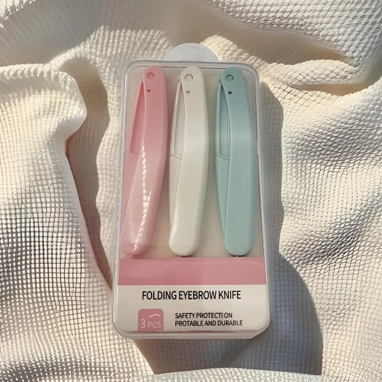 【福利品】修眉刀一盒3把 三种颜色 安全型折叠式修眉刀女士便携