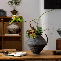 【七呀】侘寂风花瓶陶罐复古粗陶新中式禅意插花客厅玄关酒店装饰