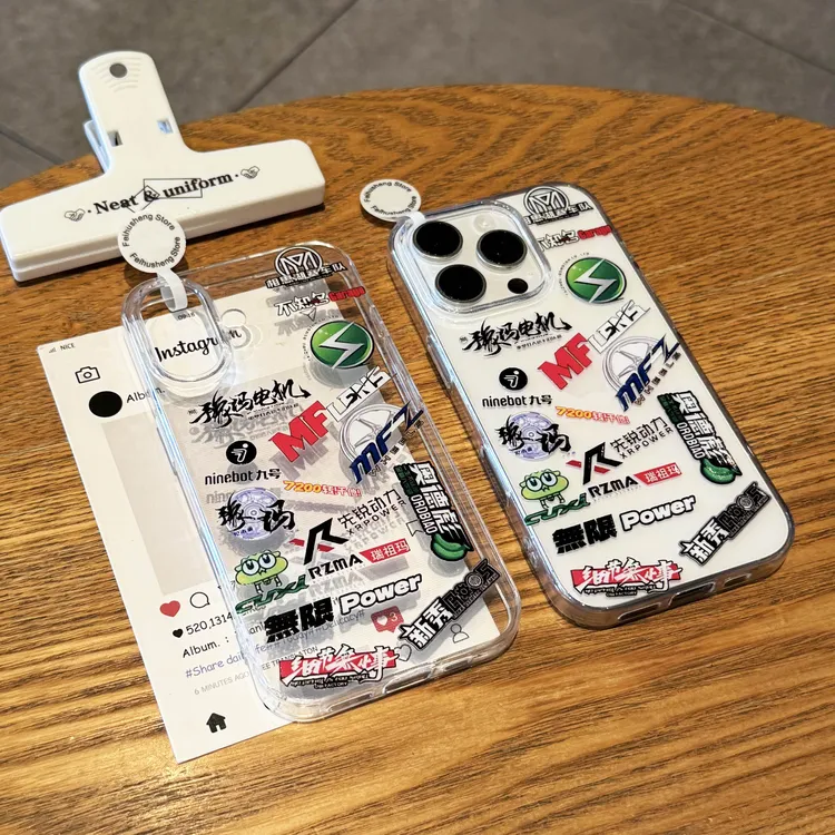 潮流赛车标签适用苹果16手机壳iPhone13华为荣耀vivo透明oppo小米