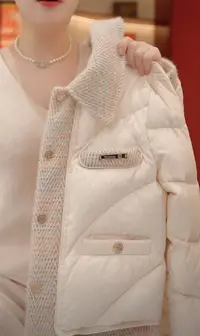 YY-25新款时尚小香毛尼拼接羽绒服